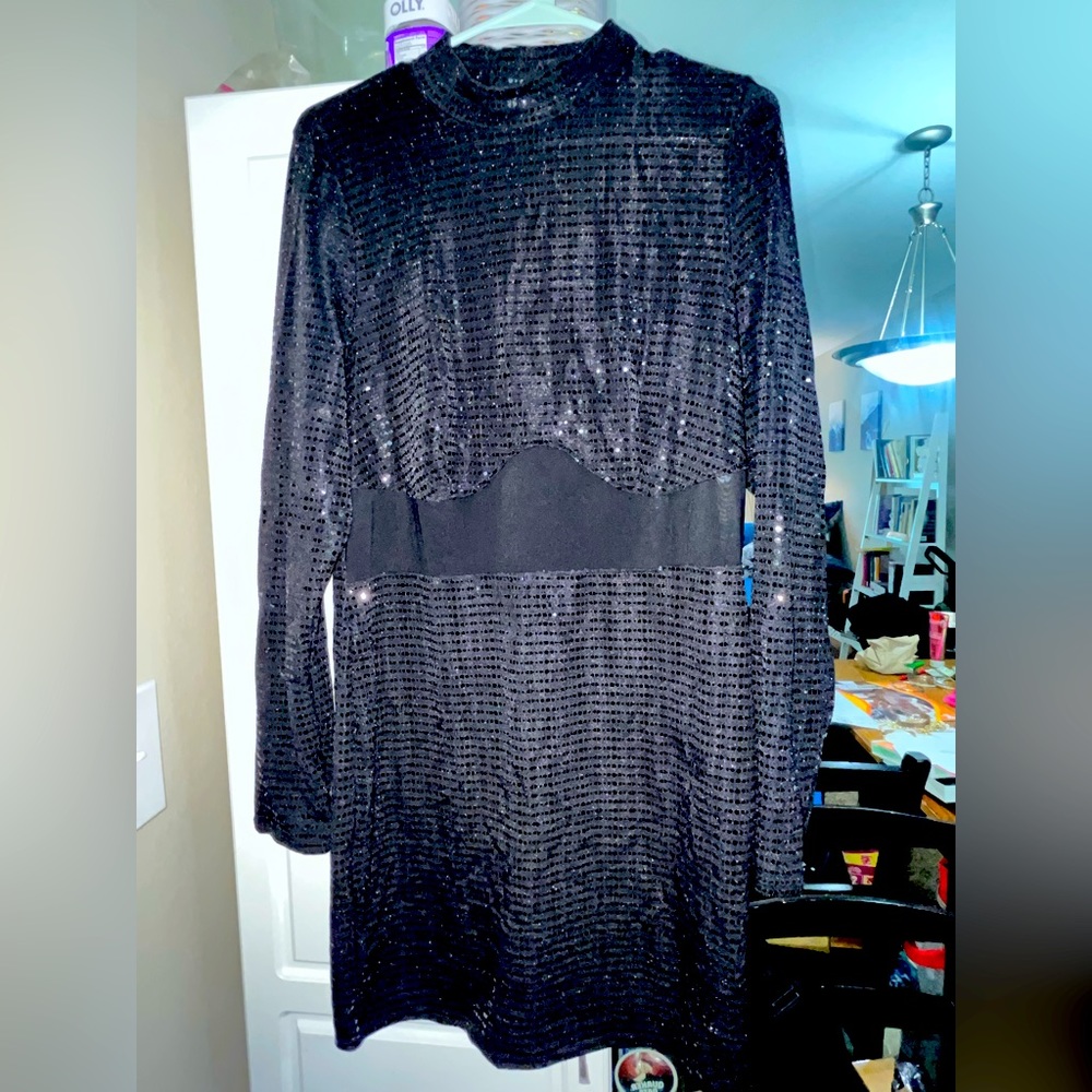 Black Sequin/Mesh Dress